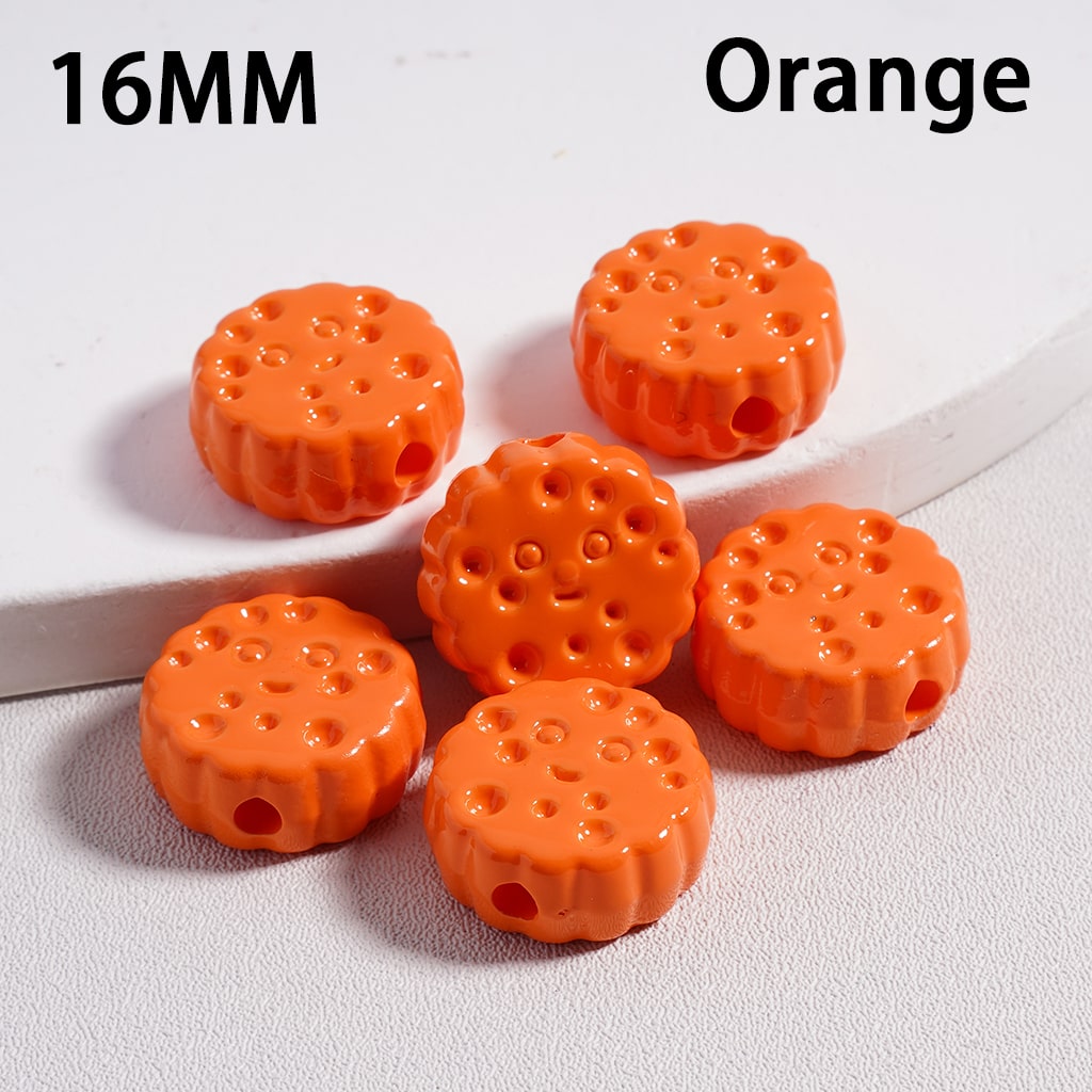 Smile Face Flat Round Cheese Cookie Solid Color Acrylic Beads 16MM (Single Color is available for 300pcs(Whole Bag) Only)