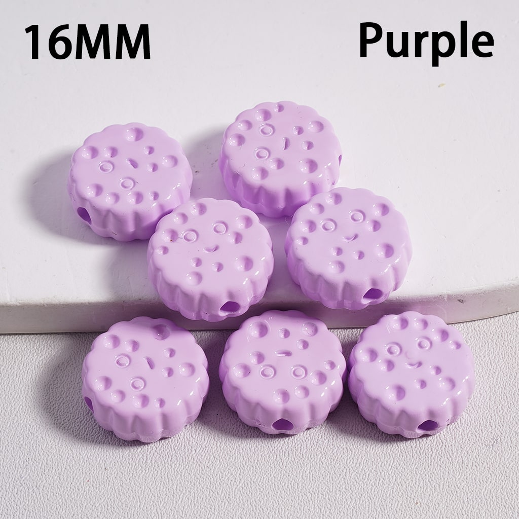 Smile Face Flat Round Cheese Cookie Solid Color Acrylic Beads 16MM (Single Color is available for 300pcs(Whole Bag) Only)