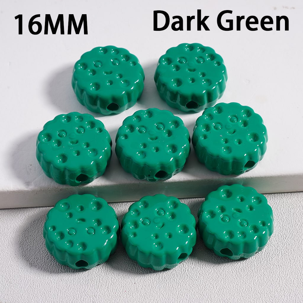 Smile Face Flat Round Cheese Cookie Solid Color Acrylic Beads 16MM (Single Color is available for 300pcs(Whole Bag) Only)