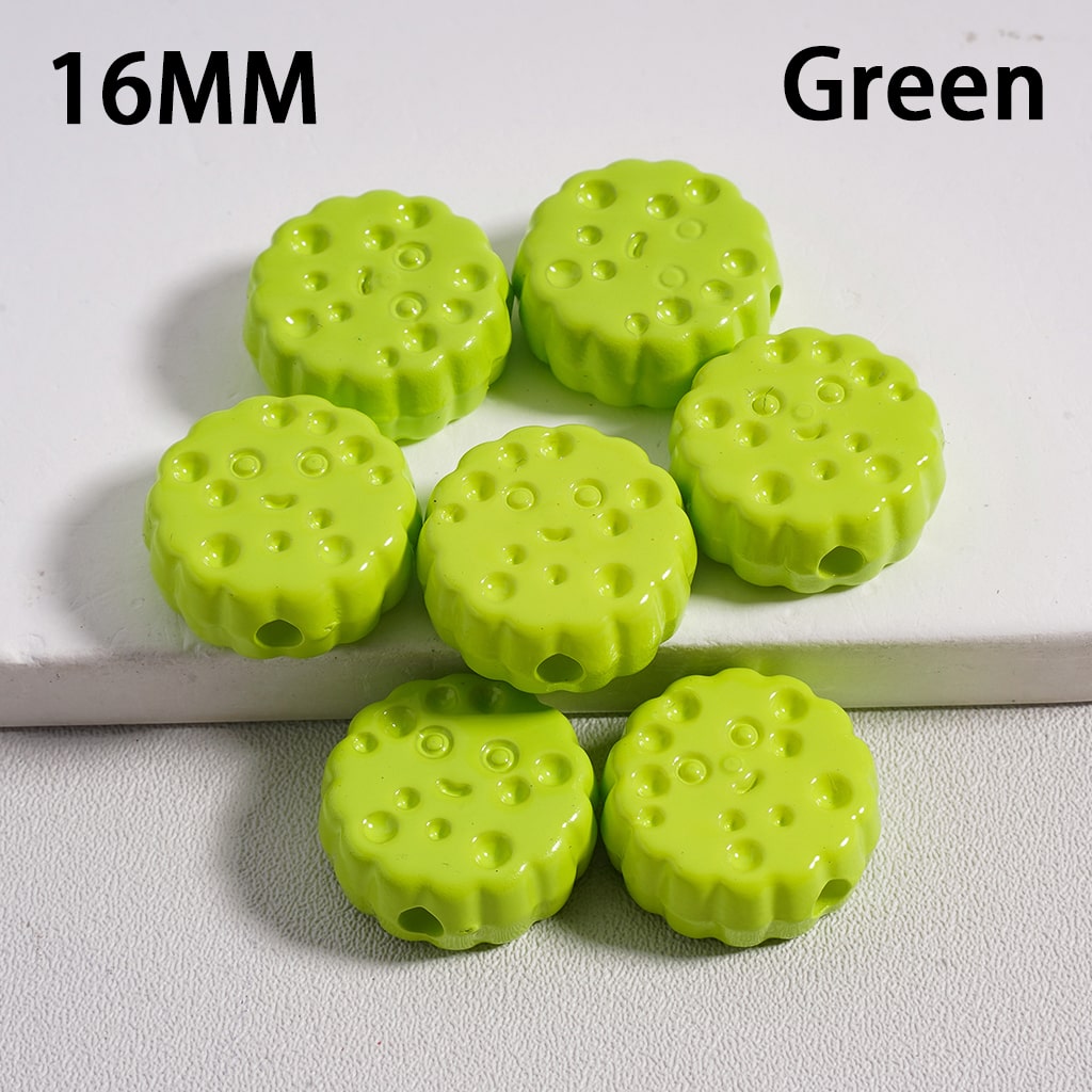 Smile Face Flat Round Cheese Cookie Solid Color Acrylic Beads 16MM (Single Color is available for 300pcs(Whole Bag) Only)