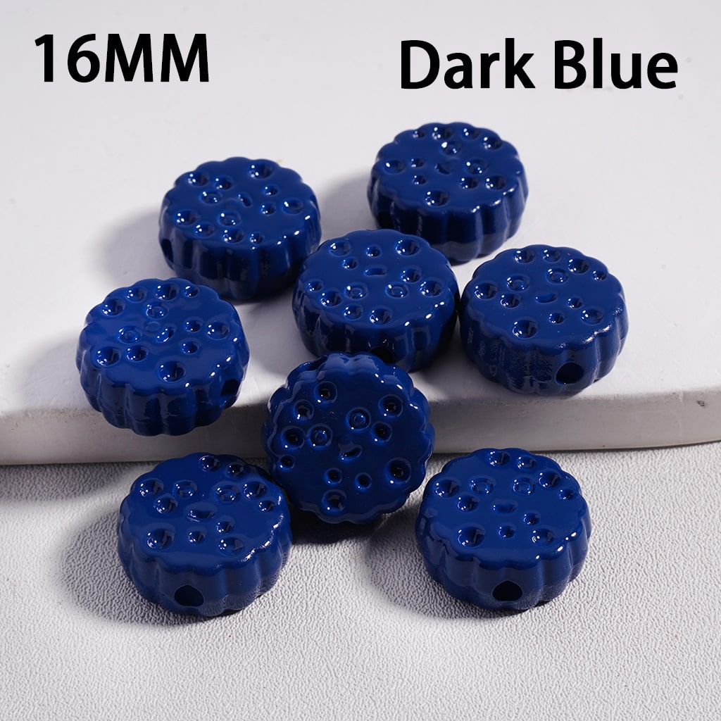Smile Face Flat Round Cheese Cookie Solid Color Acrylic Beads 16MM (Single Color is available for 300pcs(Whole Bag) Only)