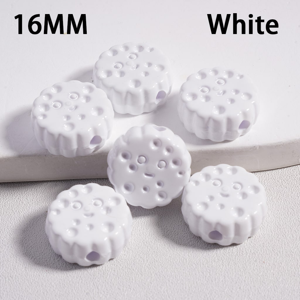 Smile Face Flat Round Cheese Cookie Solid Color Acrylic Beads 16MM (Single Color is available for 300pcs(Whole Bag) Only)