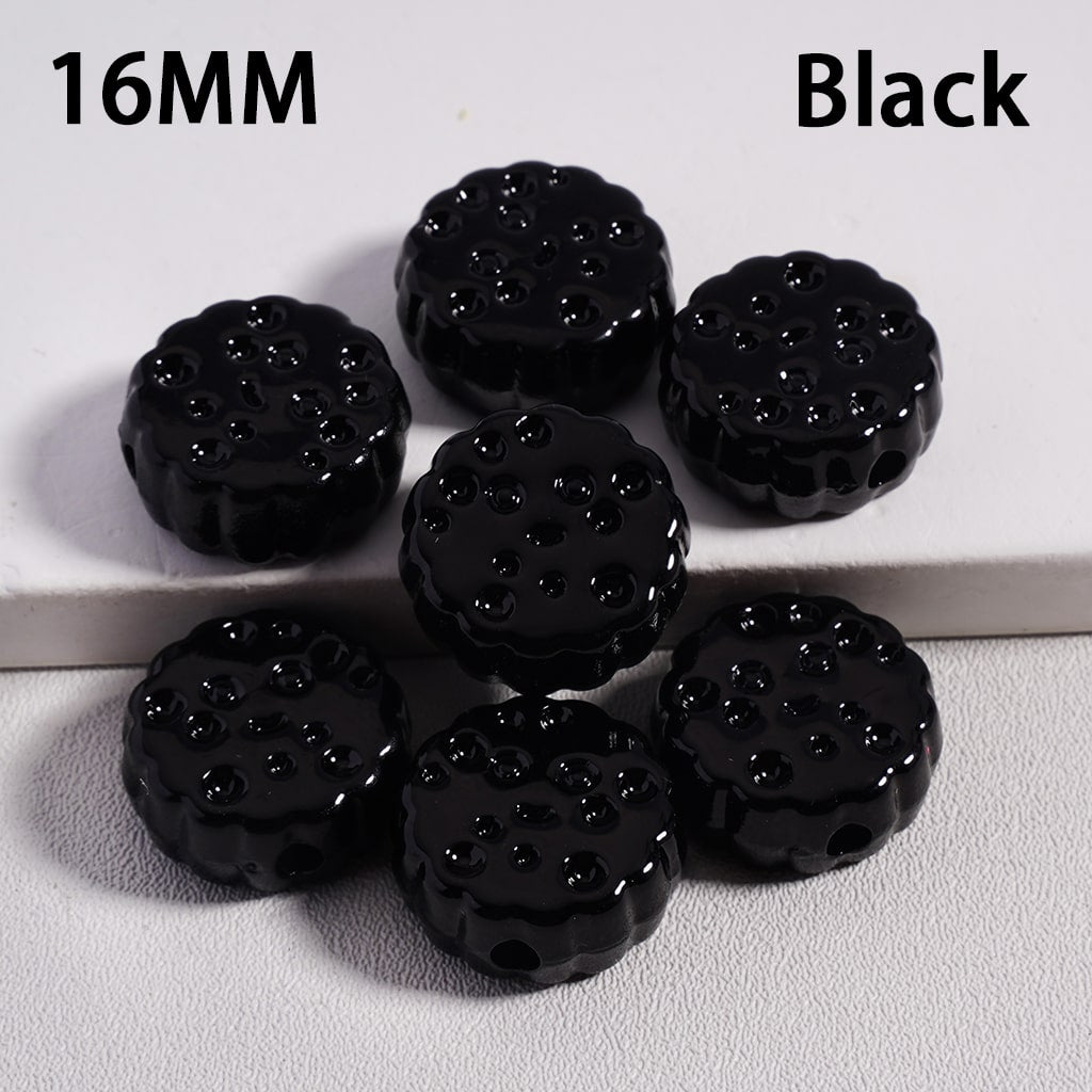 Smile Face Flat Round Cheese Cookie Solid Color Acrylic Beads 16MM (Single Color is available for 300pcs(Whole Bag) Only)