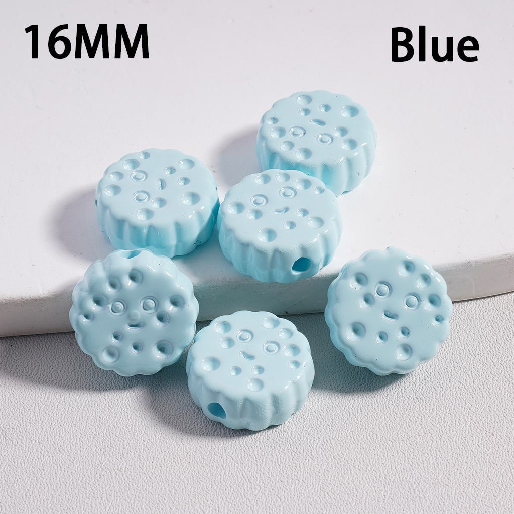Smile Face Flat Round Cheese Cookie Solid Color Acrylic Beads 16MM (Single Color is available for 300pcs(Whole Bag) Only)