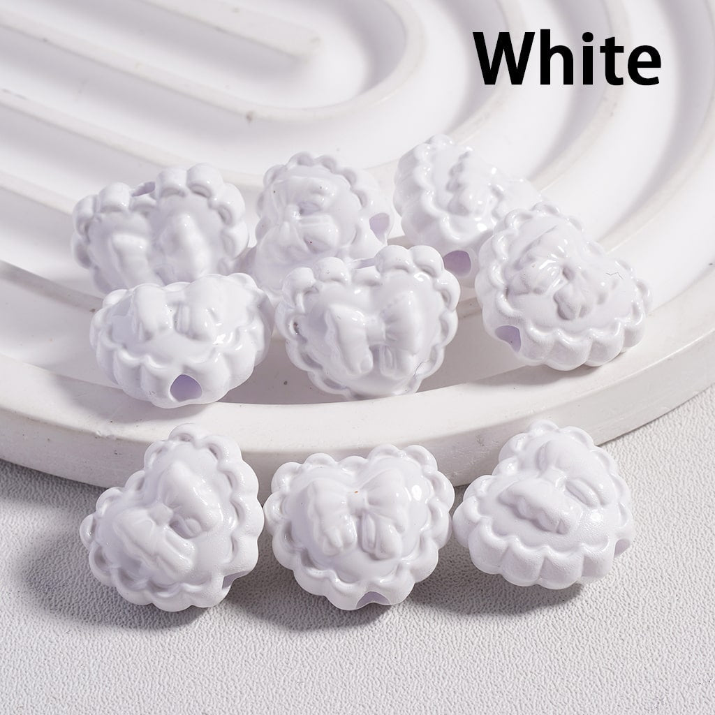 Butterfly Print Wavy Solid Color Heart Shape Acrylic Beads 13*16MM (Single Color is available for 300pcs(Whole Bag) Only)