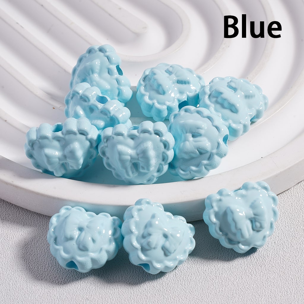Butterfly Print Wavy Solid Color Heart Shape Acrylic Beads 13*16MM (Single Color is available for 300pcs(Whole Bag) Only)