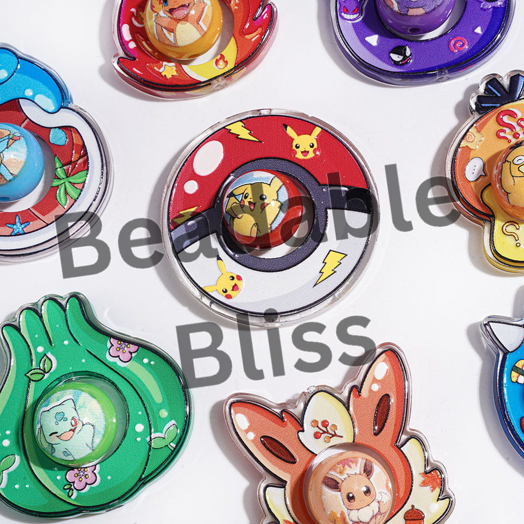 Acrylic Beads Small Monster Character Printed Series Collection Set, Semi-Clear, Random Mix