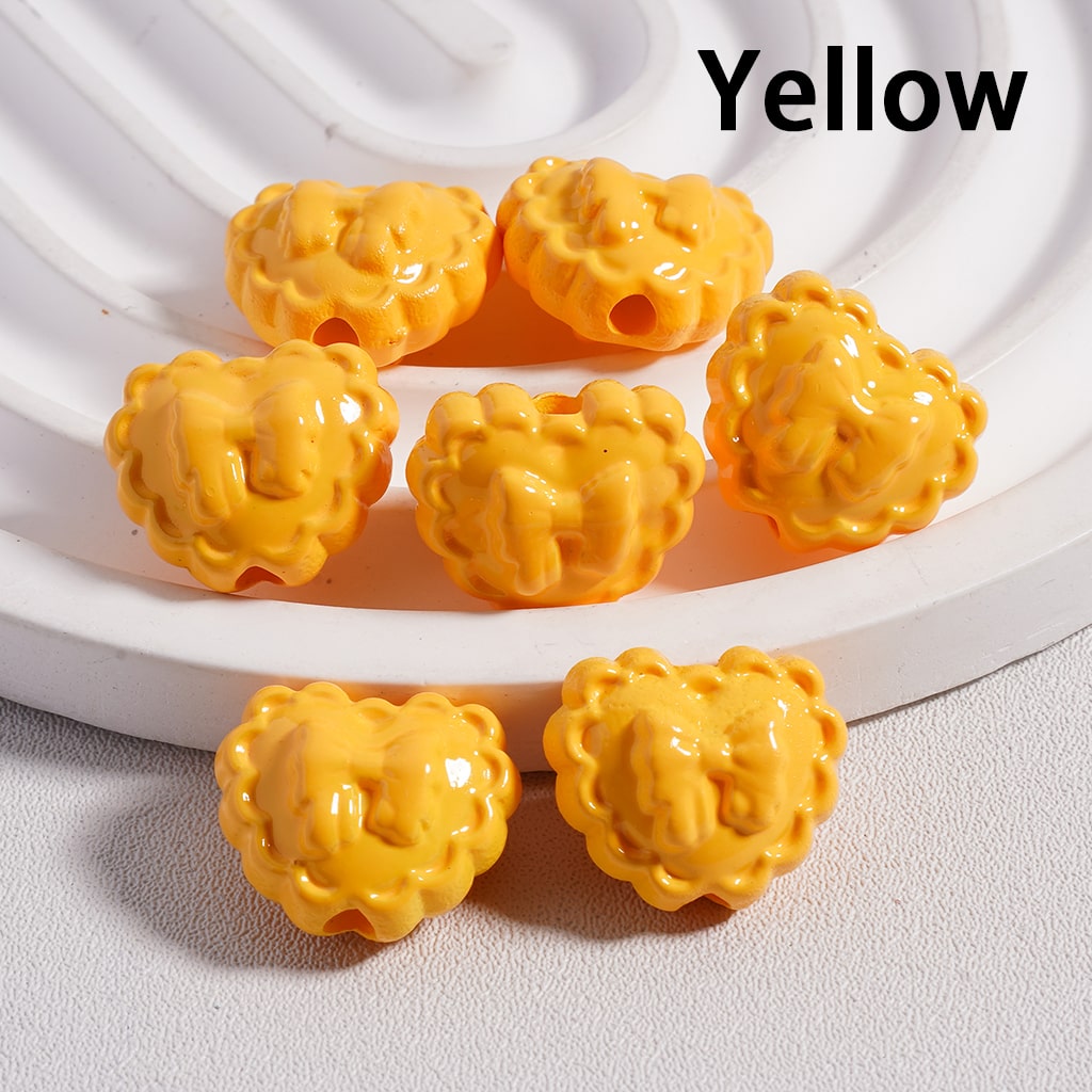 Butterfly Print Wavy Solid Color Heart Shape Acrylic Beads 13*16MM (Single Color is available for 300pcs(Whole Bag) Only)