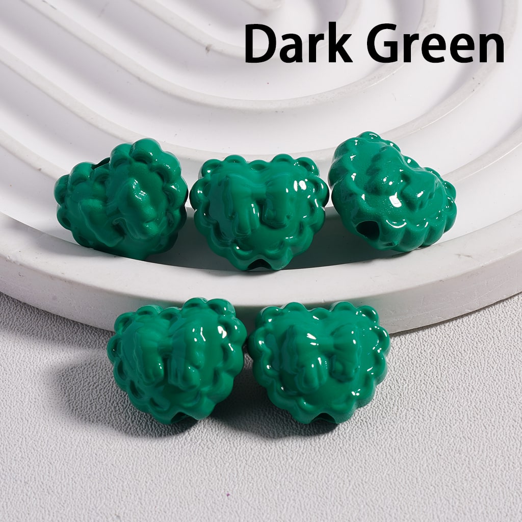 Butterfly Print Wavy Solid Color Heart Shape Acrylic Beads 13*16MM (Single Color is available for 300pcs(Whole Bag) Only)