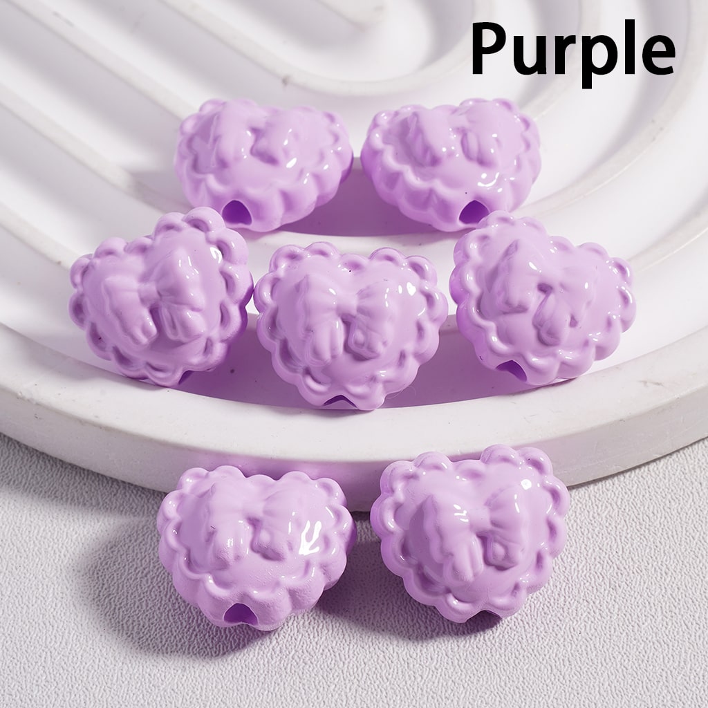 Butterfly Print Wavy Solid Color Heart Shape Acrylic Beads 13*16MM (Single Color is available for 300pcs(Whole Bag) Only)
