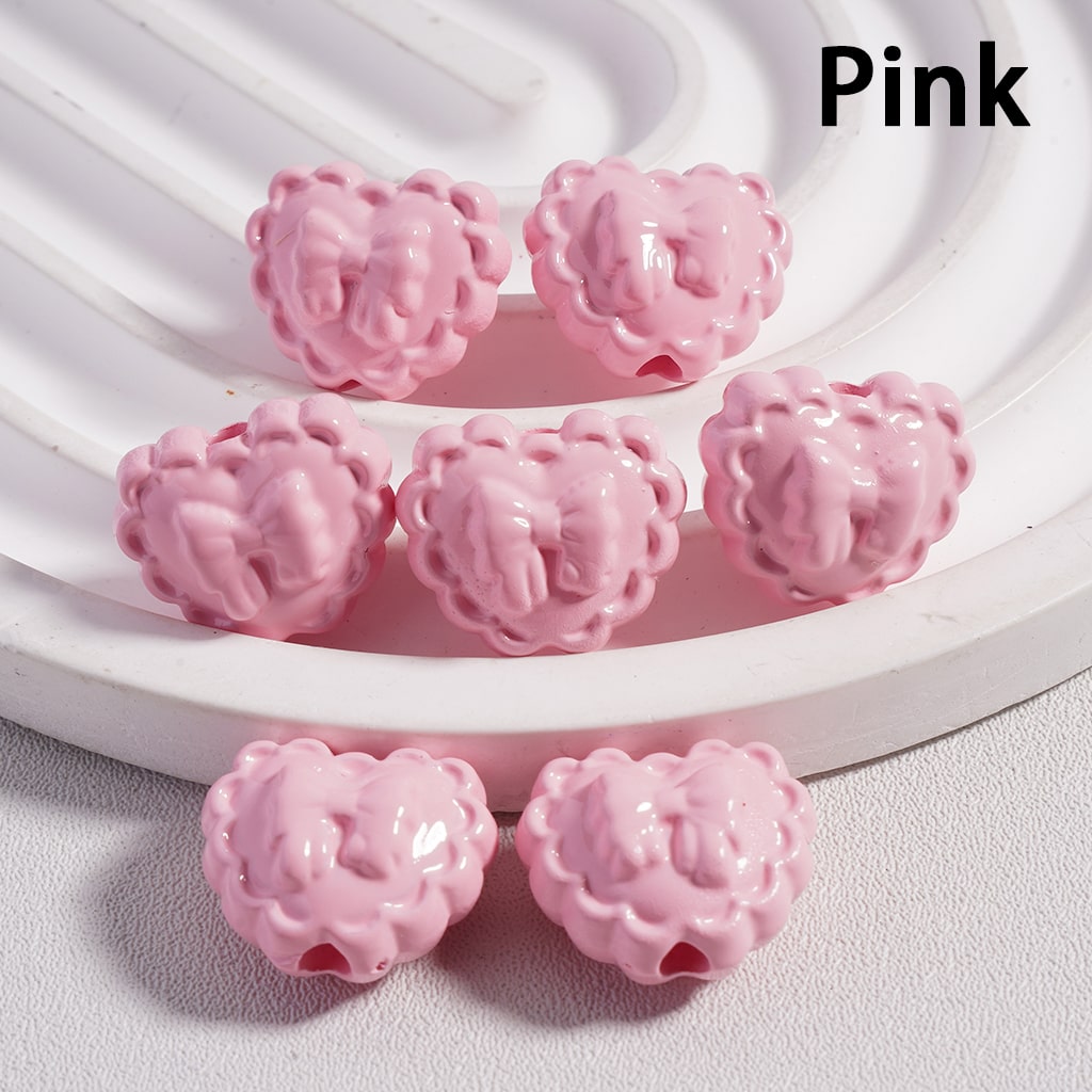 Butterfly Print Wavy Solid Color Heart Shape Acrylic Beads 13*16MM (Single Color is available for 300pcs(Whole Bag) Only)