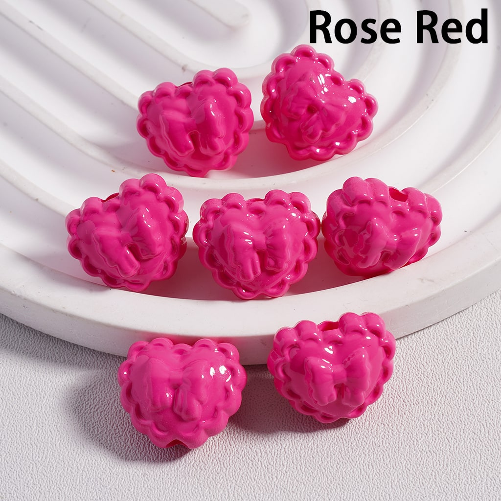 Butterfly Print Wavy Solid Color Heart Shape Acrylic Beads 13*16MM (Single Color is available for 300pcs(Whole Bag) Only)