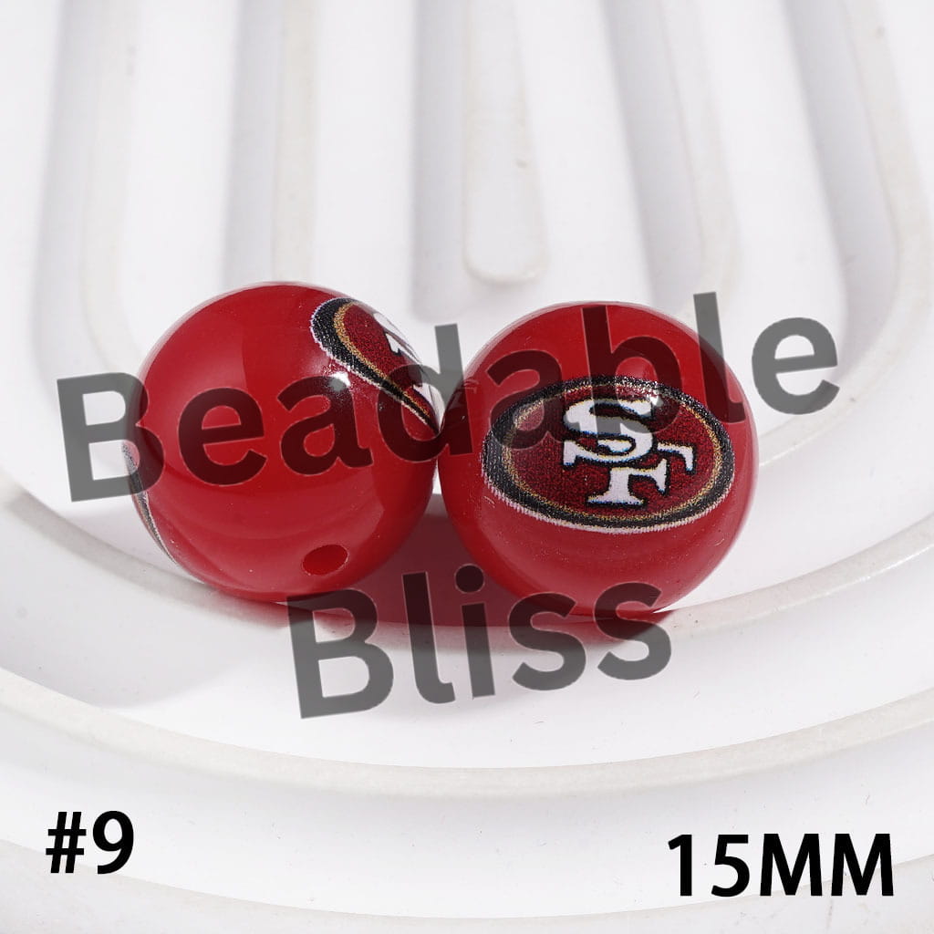 Acrylic Beads for Bracelets American Football Team, 15MM