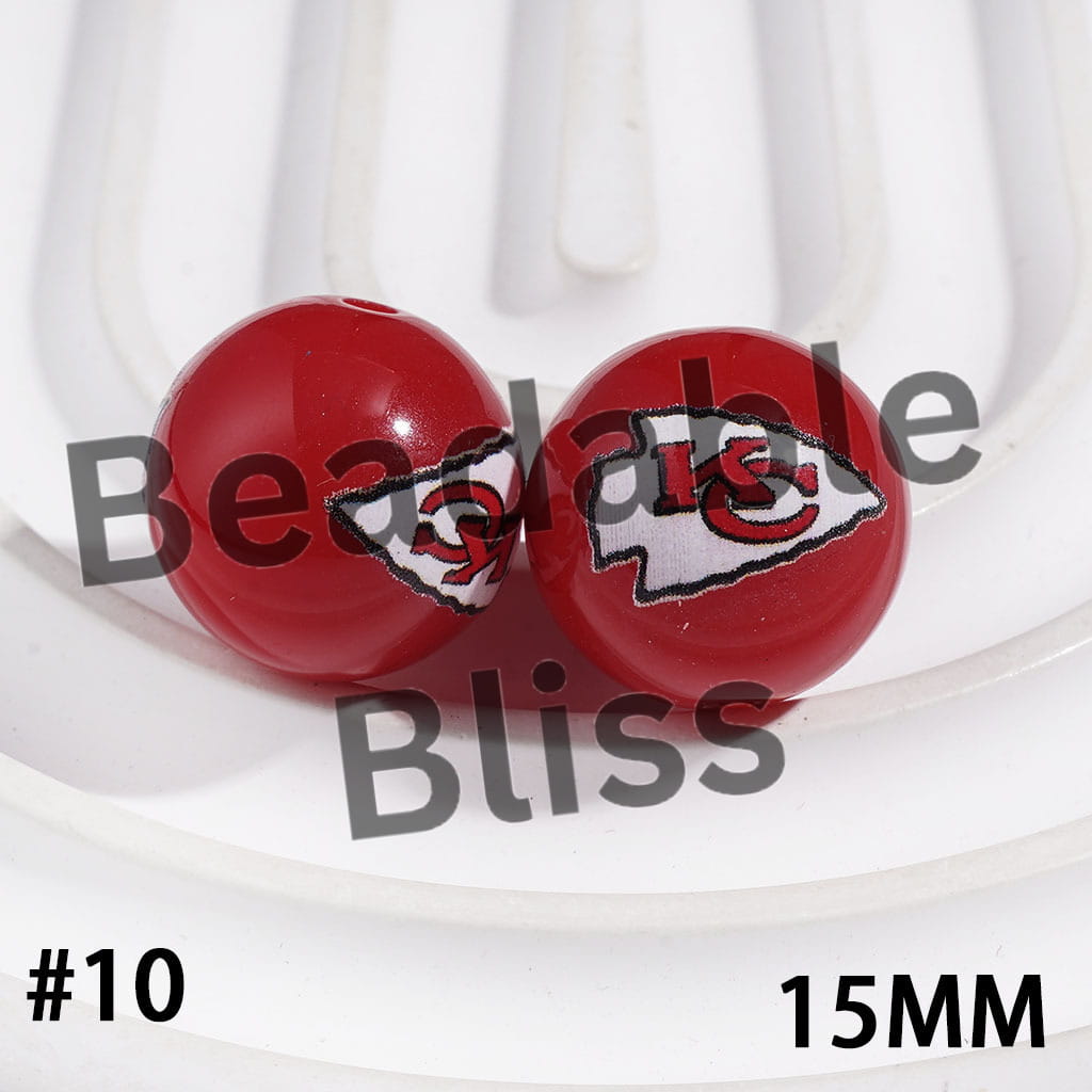 Acrylic Beads for Bracelets American Football Team, 15MM