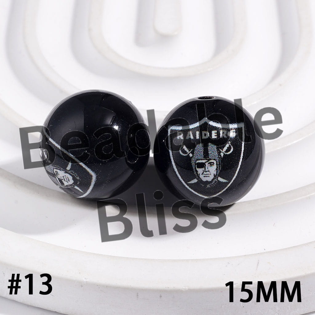 Acrylic Beads for Bracelets American Football Team, 15MM