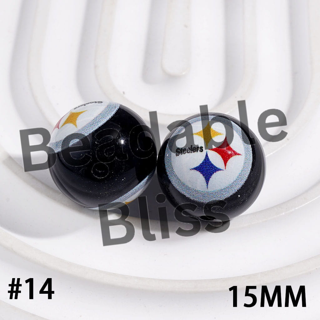 Acrylic Beads for Bracelets American Football Team, 15MM