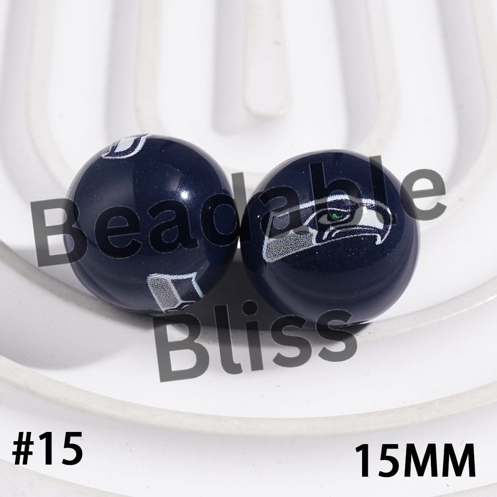 Acrylic Beads for Bracelets American Football Team, 15MM