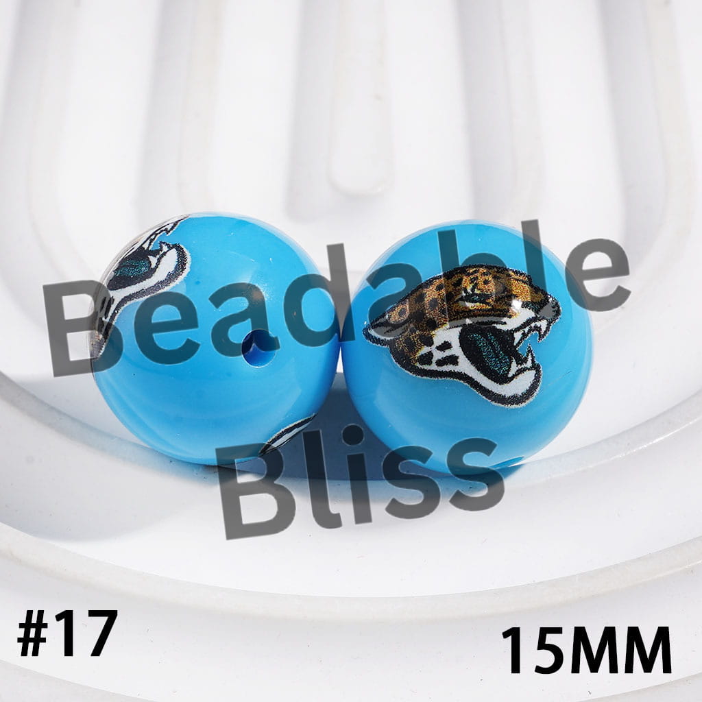Acrylic Beads for Bracelets American Football Team, 15MM
