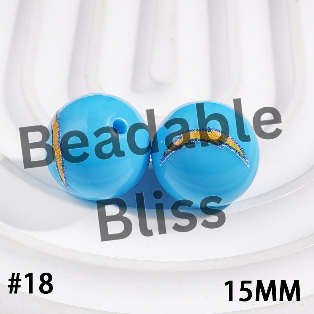 Acrylic Beads for Bracelets American Football Team, 15MM