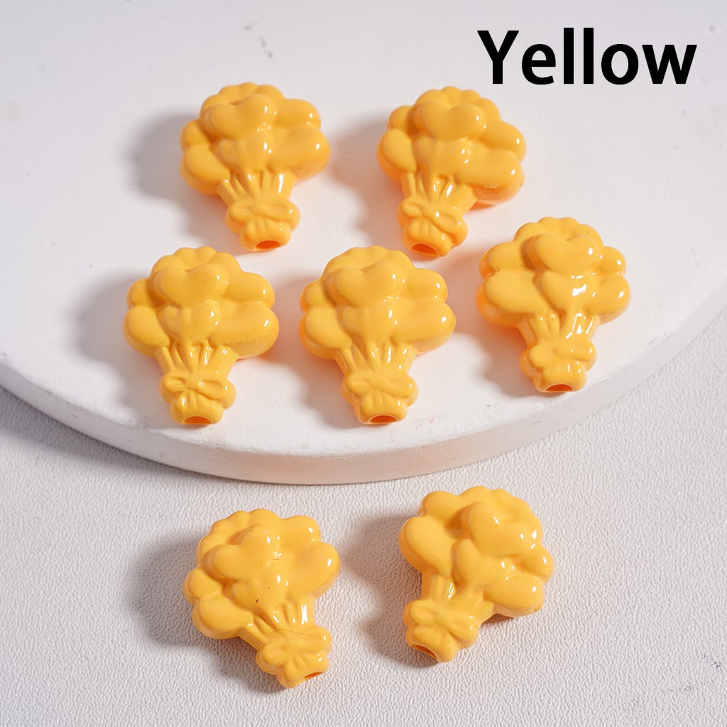 Floral Flower Heart Print Bouquet Solid Color Acrylic Beads 16*18MM 16*18MM (Single Color is available for 300pcs(Whole Bag) Only)