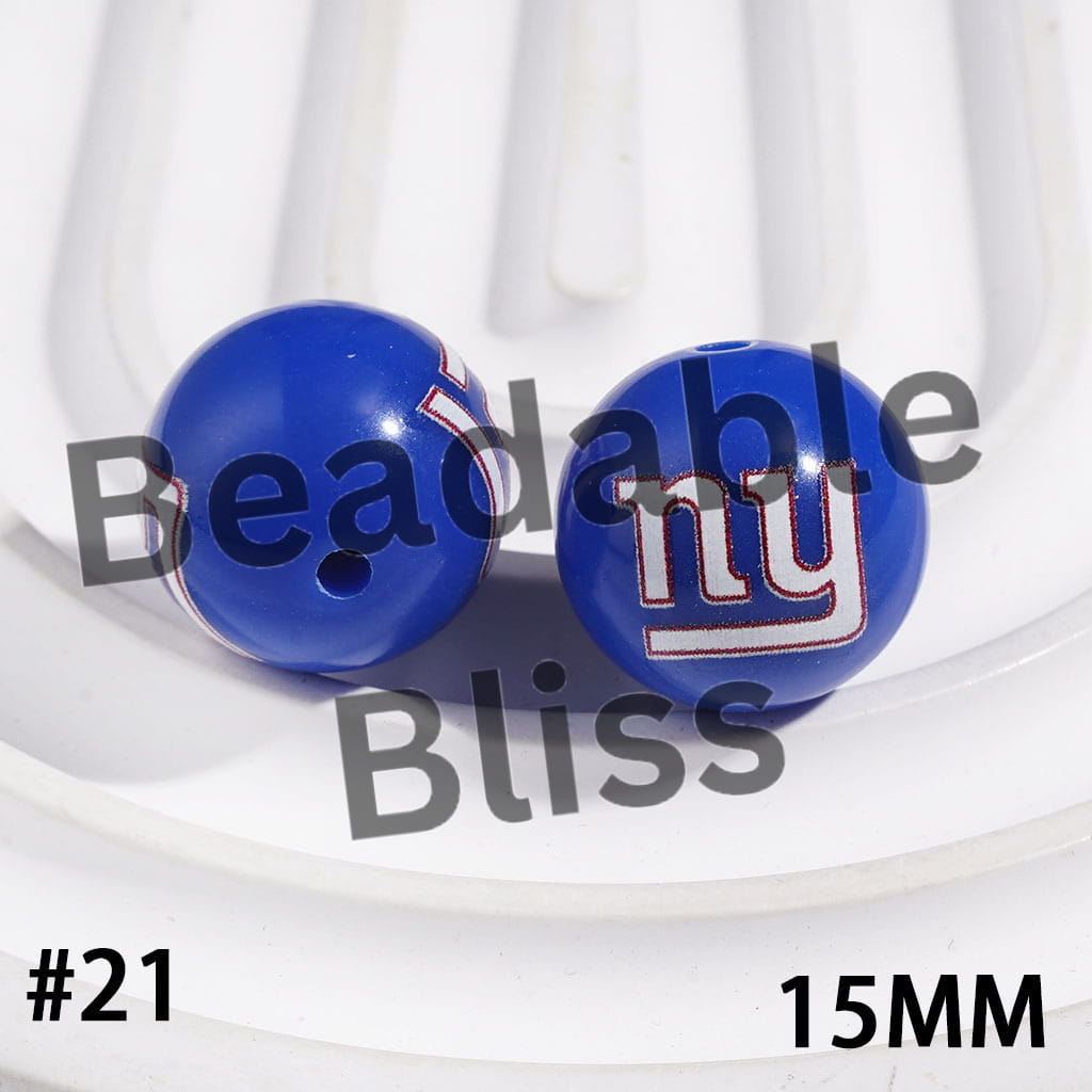 Acrylic Beads for Bracelets American Football Team, 15MM