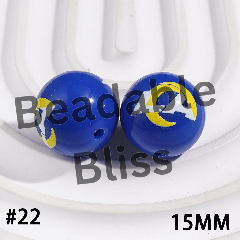 Acrylic Beads for Bracelets American Football Team, 15MM