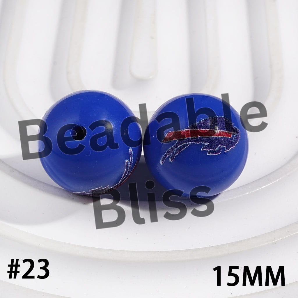 Acrylic Beads for Bracelets American Football Team, 15MM