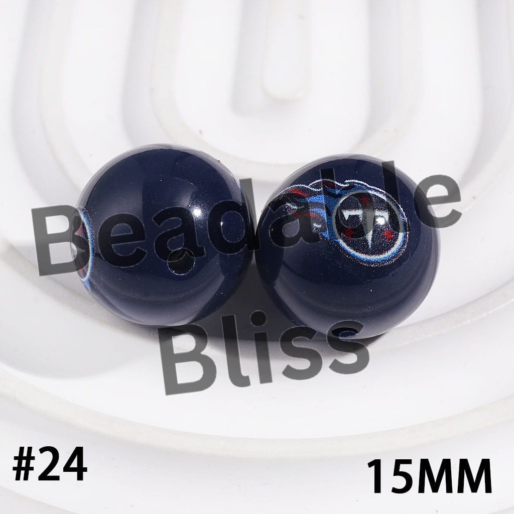 Acrylic Beads for Bracelets American Football Team, 15MM