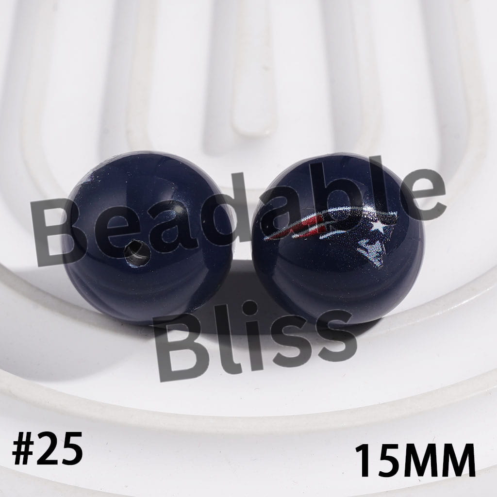 Acrylic Beads for Bracelets American Football Team, 15MM