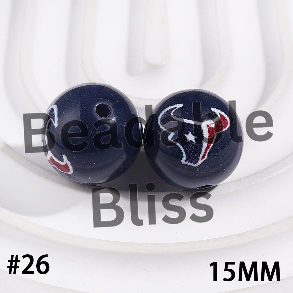 Acrylic Beads for Bracelets American Football Team, 15MM