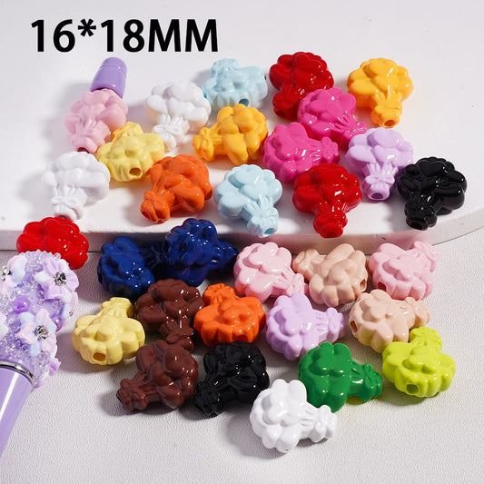 Floral Flower Heart Print Bouquet Solid Color Acrylic Beads 16*18MM 16*18MM (Single Color is available for 300pcs(Whole Bag) Only)