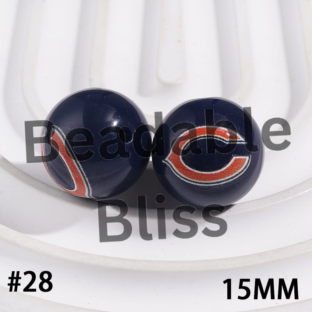 Acrylic Beads for Bracelets American Football Team, 15MM