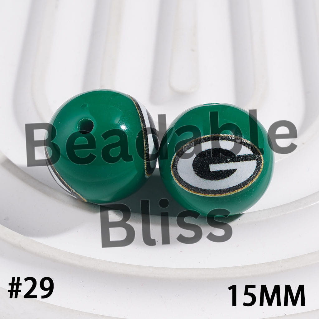 Acrylic Beads for Bracelets American Football Team, 15MM