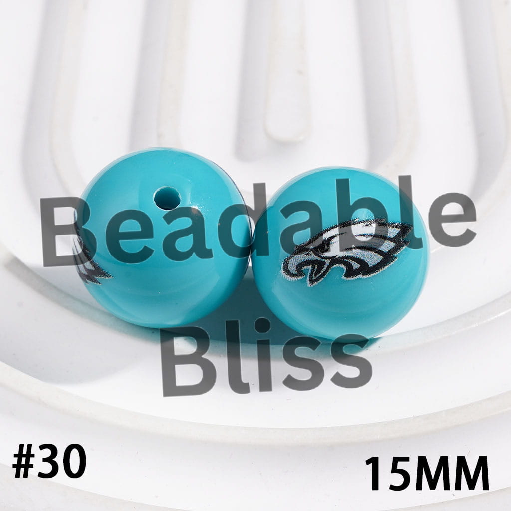 Acrylic Beads for Bracelets American Football Team, 15MM