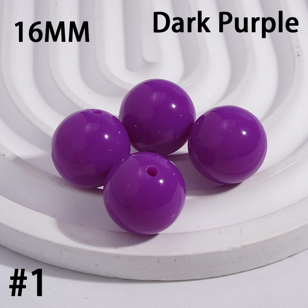 Shiny Fluorescent Color Round Acrylic Beads 16MM Random Mix