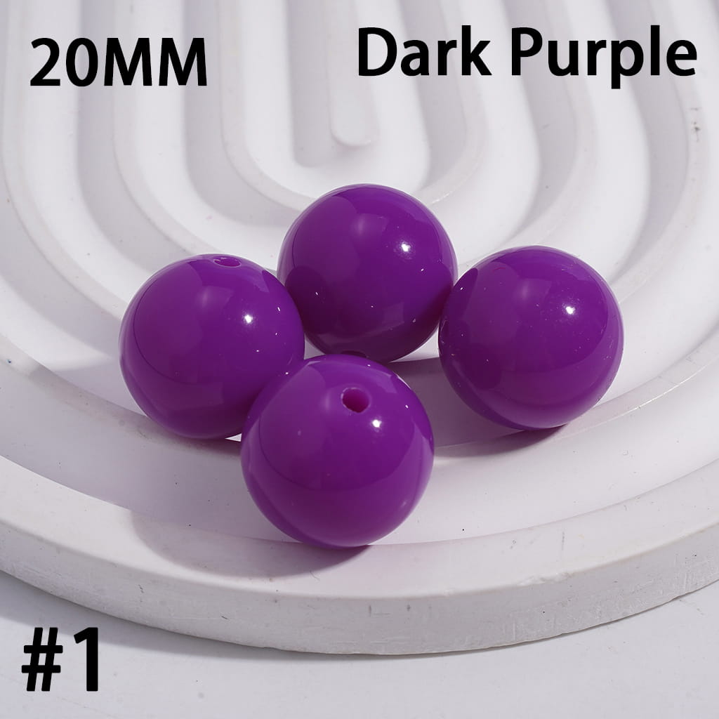 Shiny Fluorescent Color Round Acrylic Beads 20MM Random Mix