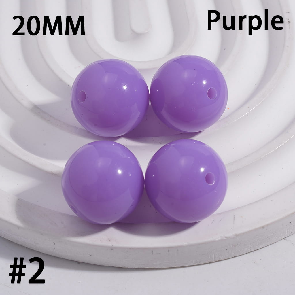 Shiny Fluorescent Color Round Acrylic Beads 20MM Random Mix