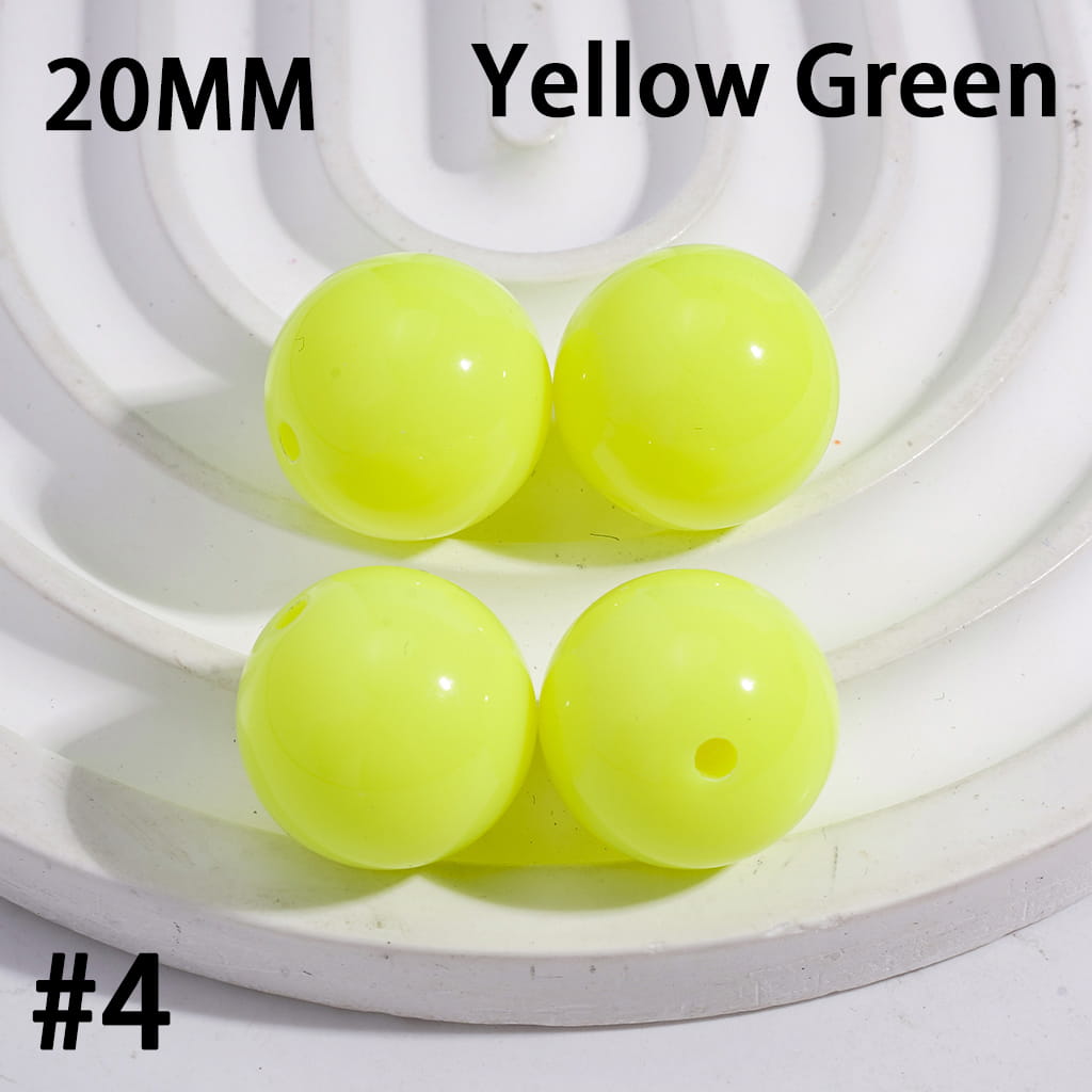 Shiny Fluorescent Color Round Acrylic Beads 20MM Random Mix