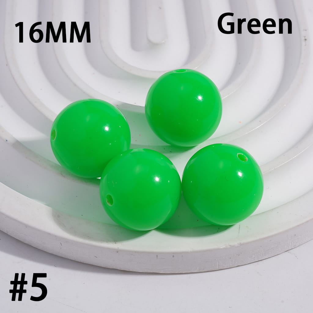 Shiny Fluorescent Color Round Acrylic Beads 16MM Random Mix