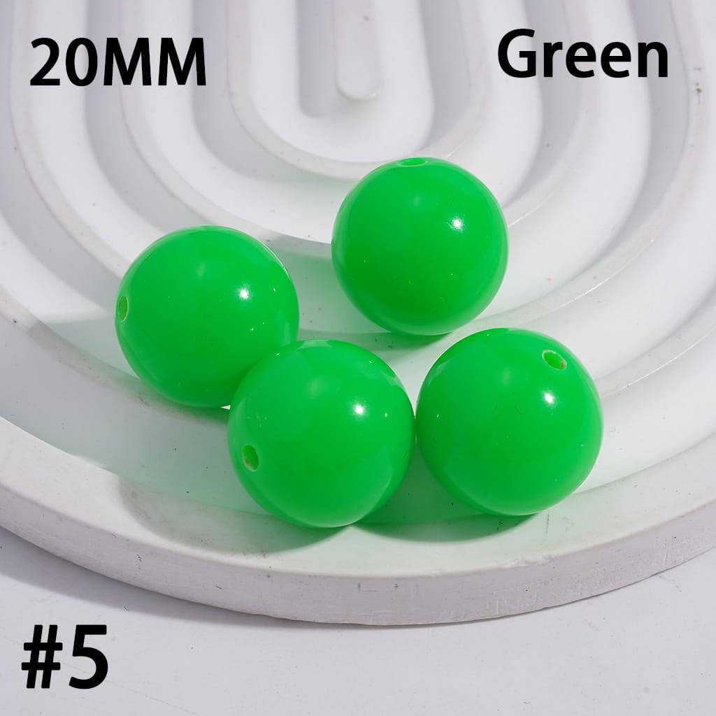 Shiny Fluorescent Color Round Acrylic Beads 20MM Random Mix