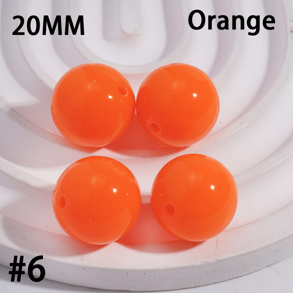 Shiny Fluorescent Color Round Acrylic Beads 20MM Random Mix