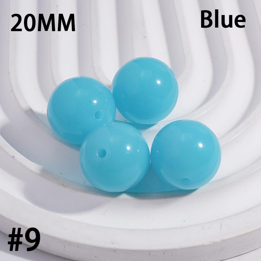 Shiny Fluorescent Color Round Acrylic Beads 20MM Random Mix