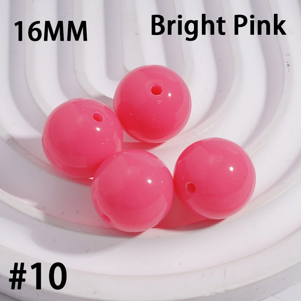Shiny Fluorescent Color Round Acrylic Beads 16MM Random Mix