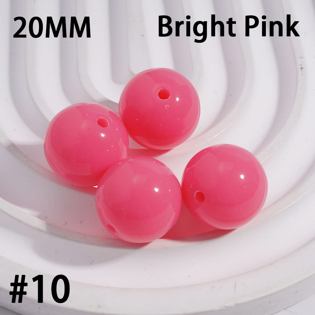 Shiny Fluorescent Color Round Acrylic Beads 20MM Random Mix