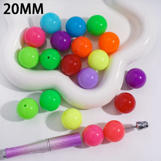 Shiny Fluorescent Color Round Acrylic Beads 20MM Random Mix