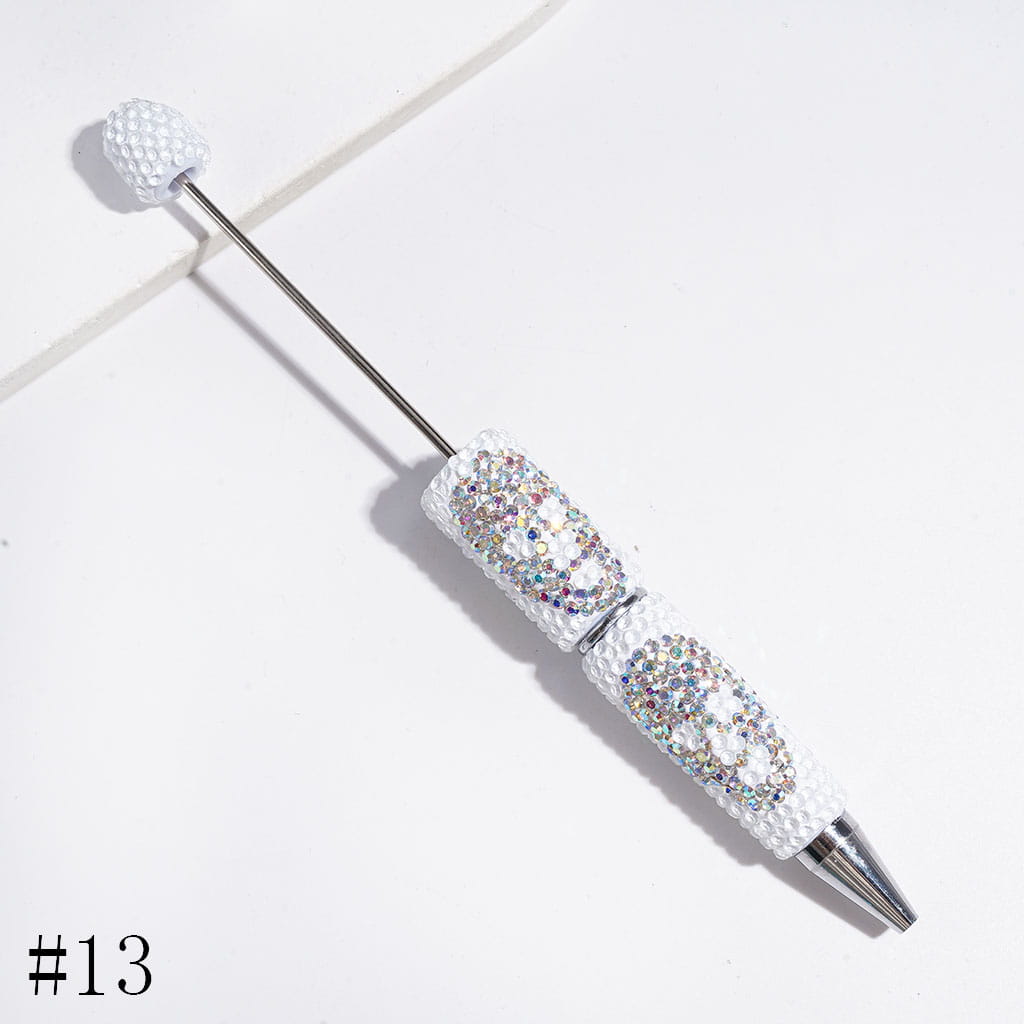 Halloween Skull Head Beadable Clay Pens with Full-Coverage Luminous AB Rhinestones, Multicolor