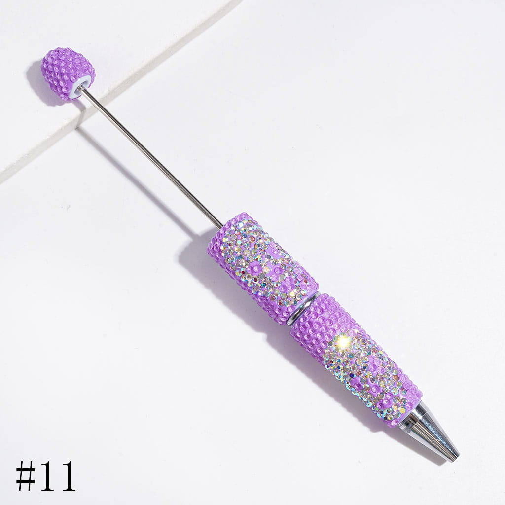 Halloween Skull Head Beadable Clay Pens with Full-Coverage Luminous AB Rhinestones, Multicolor
