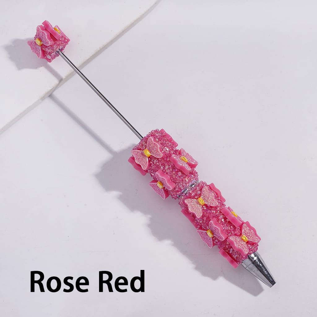 UV-Coated Bowtie Details Fully Covered Design in Various Colors Handcrafted Beadable Sugar Clay Pens with Broken Rhinestones