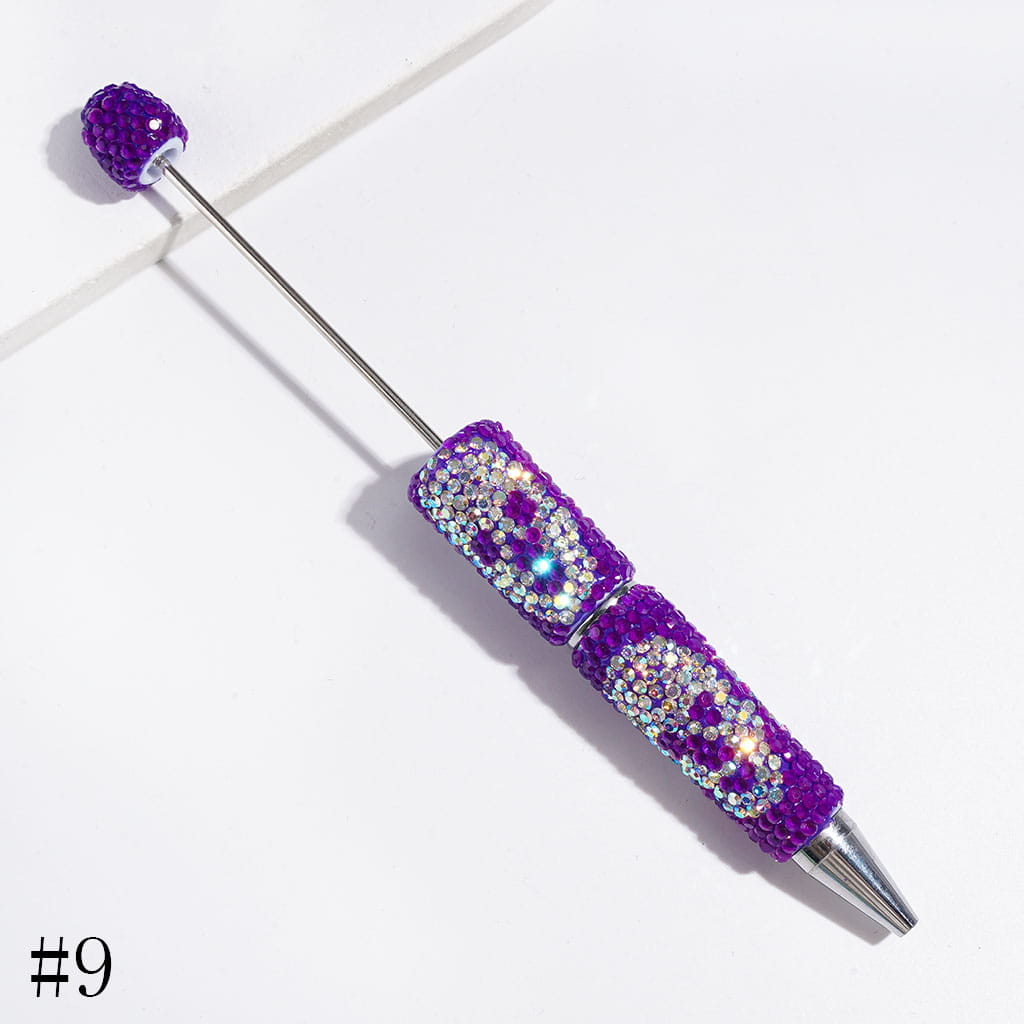 Halloween Skull Head Beadable Clay Pens with Full-Coverage Luminous AB Rhinestones, Multicolor