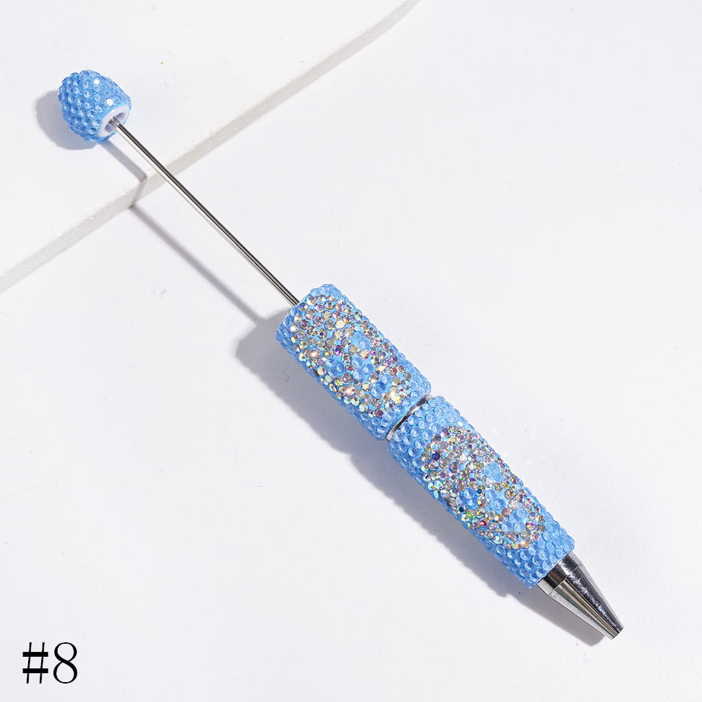 Halloween Skull Head Beadable Clay Pens with Full-Coverage Luminous AB Rhinestones, Multicolor